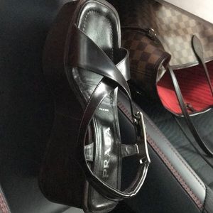Prada Black wedge sandals